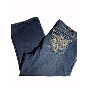 Earl Jeans Womens Plus Size 22W Cropped Denim Jeans Bling High Rise Stretch